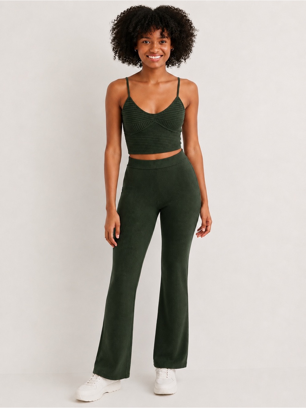 Aerie green cropped sweater corset tank top